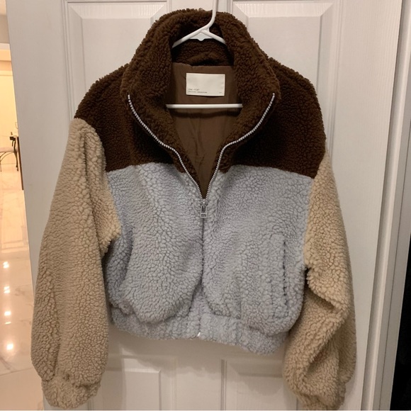 Oak & Fort - Colour Block Sherpa Jacket - Picture 3 of 12